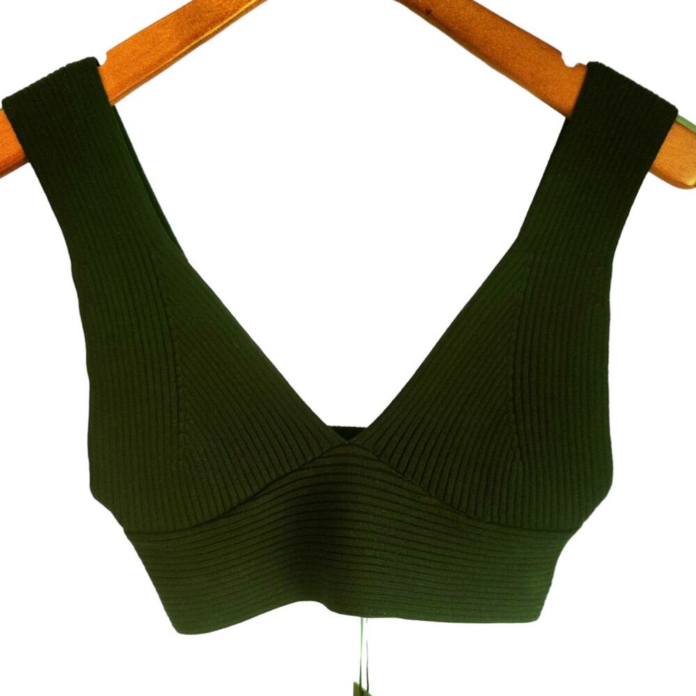 House of Harlow 1960 x Revolve NWT Classic Black Ribbed Bralette Crop Top